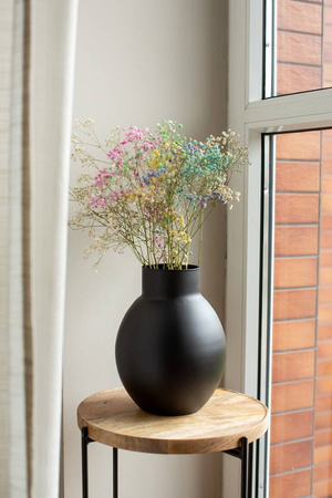 Czarny wazon szklany kula W-615 mat H:25 cm D:19 cm